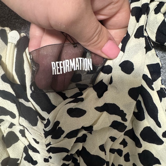 Reformation Women’s Animal Print spot Tie Tank Top - Size 2, Cream & Black - Picture 3 of 4